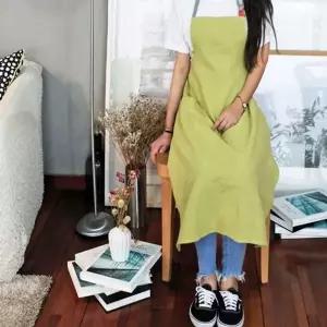 [콩심팥심]린넨 앞치마 면 앞치마 가벼운 원피스 여성 주방 무지앞치마
