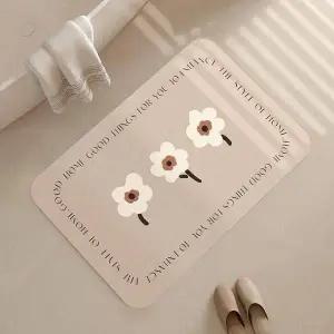 [골드스마일]TBZ 플라워 구조토 화장실발매트 주방발판 화이트