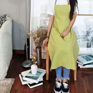 린넨 앞치마 면 앞치마 가벼운 원피스 여성 주방 무지앞치마