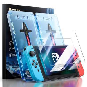 [미국배송] 닌텐도 스위치용 매직 존 2팩 스크린 프로텍터 (2017 6.2인치) 눈 보호 블루 라이트 차단 HD 클리어 자동 먼지 제거 9H 강화 유리