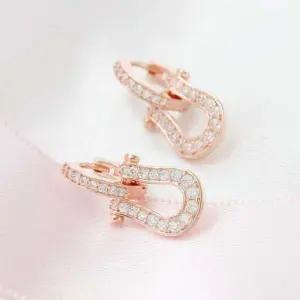 14K 금침 로즈골드 원터치 링 큐빅 드롭 귀걸이 여자귀걸이