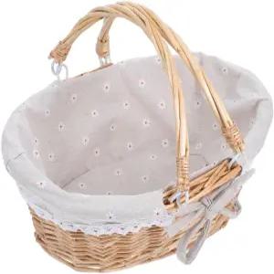 이중 접이식 손잡이가 있는 힐티 라탄 피크닉 바구니 데이지 버랩 라이너 손으로 짠 다용도 부활절 달걀