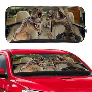 자동차 SUV 트럭용 공룡 윈드실드 선쉐이드 접이식 자외선 반사기 전면 창문 바이저 커버 59인치 X 31인치