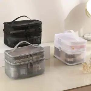 메쉬 2단 클리어 가벼운 파우치 화장품 다용도파우치