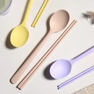 파스텔 컬러 실리콘 수저세트 숟가락 젓가락 세트