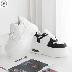 [애슬릿] 플랫폼 스니커즈 굽높은 화이트 배색 운동화 10cm