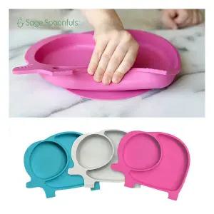 세이지 스푼풀 (세이지스푼풀)코끼리 흡착 아기식판/유아식판아기흡착식판실리콘식판어린