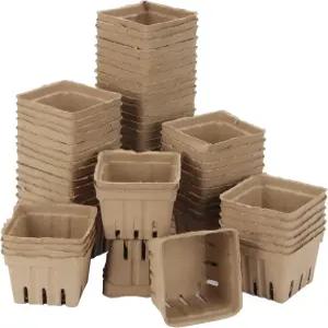 인슈코 성형 펄프 섬유 베리 바스켓 60팩 통풍 용기 1파인트 생산 보관용 DIY 선물 바구니 디저트 박스