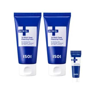 [50%][2개] 아이소이 아크니 닥터 퍼스트 블랙 딥 클렌징폼 75ml