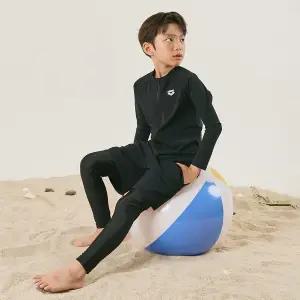 [아레나수영복] 스노클링 남아동 레저 집업 래쉬가드 세트 A4BB1BS71BLK