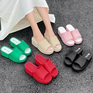 베리슈 여성 6cm 발편한 에바 통굽 키높이슬리퍼 여름 사무실 회사 식당 웨지힐 실내화 샌들