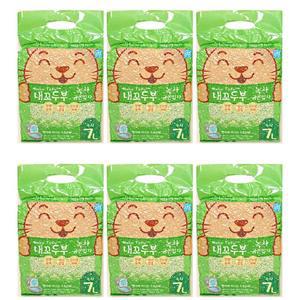 [셀링코리아]S 내꼬두부 모래 굵은입자 먼지없음 녹차 7L x6개입 고양이모래 두부모래 묘생모래 탈취