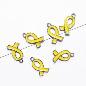아연 합금 에나멜 뼈암 노란색 리본 DIY 팔찌 목걸이 귀걸이 주얼리 제작 펜던트 100 개/로트