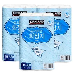 커클랜드 프리미엄 3겹 화장지 40m 30롤 3팩 (90롤)