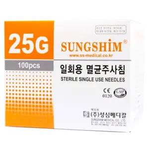 25G 1인치 25mm 일회용 멸균 주사침 100개 응급실 인슐린 진료실 병원 강아지 채혈 실린지 염소 약물투여