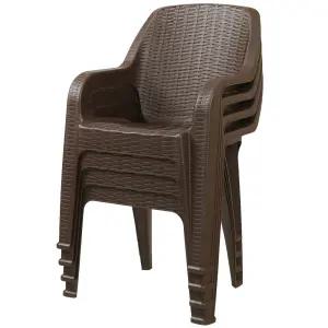 (창신) 라탄 팔걸이의자 4p 플라스틱 야외 카페 업소용 펜션 비치 프라스틱