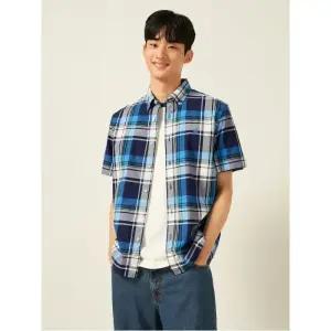 [빈폴멘] 마드라스 체크 반소매 셔츠  블루 (BC5565C32P)