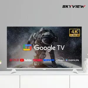 스카이뷰 109cm 43인치 4K UHD 스마트 TV 화이트 에너지 1등급 구글 안드로이드 티비