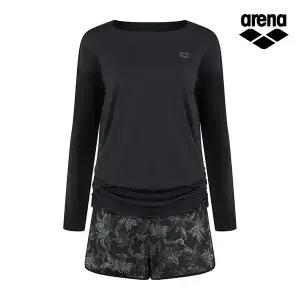 [아레나수영복] 아리아 레귤러핏 집업 래쉬가드 세트 A6BL1PS03BLK