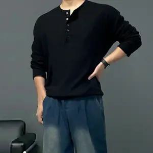 남자 헨리넥 머슬핏 긴팔 티셔츠