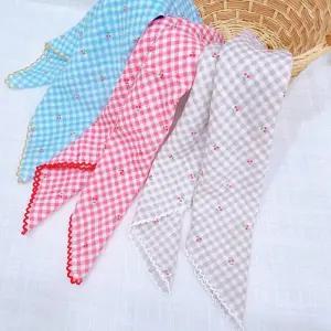 체크 매너손수건 여성 여자 빨간색 에티켓손수건