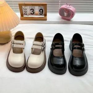 엘럽여친 블랙 가을 키높이 로퍼 슈즈 스트랩힐 소가죽통굽 구두 작은 단화 메리제인 원템3