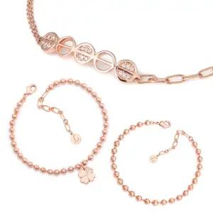 [유토피아]14Kgp 로즈골드 큐빅 체인 볼 패션 팔찌 3종 택1 여름팔찌 클로버팔찌 행운팔찌 볼팔찌 팔찌선물