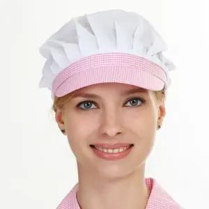(색상:화이트)핑크 챙 패브릭 요리사 위생모 주방모자 위생 조급식실 조리사 조리모 요리모 급식실 식당 조