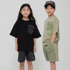 반팔 반바지 여름 상하복 아동 유아 주니어 패밀리룩 블럭 상하 세트