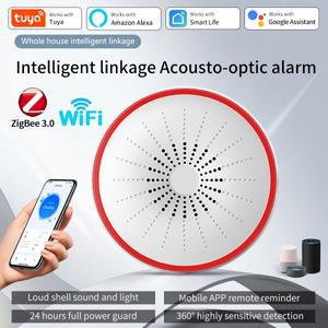 호환상품 Tuya WiFi Zigbee 스마트 사이렌 알람 100db 스피커 사운드 및 라이트 경고 감지기 앱 제어는 Ale