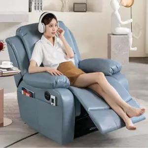 1인용 전동 리클라이너 소파 고급 천연 가죽 홈 거실 안락의자 흔들의자 기능성 체어