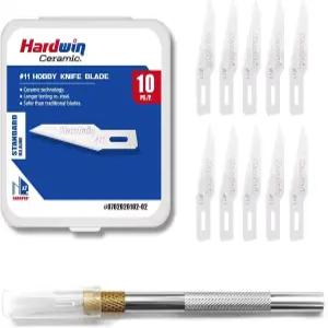 하드윈 10팩 세라믹 공예 칼날 11 - X-Acto와 호환되는 초강력 방청 나이프 DIY/가죽/폼 보드/얇은