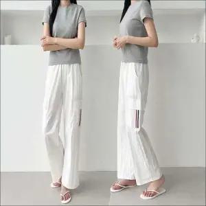 카고팬츠 5 여름 쿨소재 허리밴딩 와이드핏 일자바지