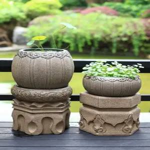 돌화분 공원 석재 돌 화분 현관 장식품 타원형 원형 마당 꾸미기