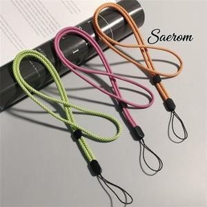 형광 긴 휴대폰 랜야드 목 걸이 조절 가능한 스트랩 나일론 코드 체인 키