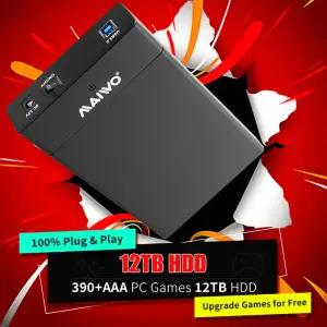 게임기교체부품 Playnite 휴대용 12TB 게임 HDD 콘센트 앤 플레이 콘솔 Wins PC용 PS4PS3PS2스위치WiiUMAME