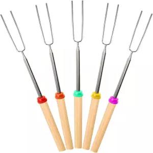 Ajmyonsp 마시멜로 로스팅 스틱 불 구덩이용 스모어 - 핫도그 캠프파이어 꼬치 매시멜로 캠핑 32인치 길이