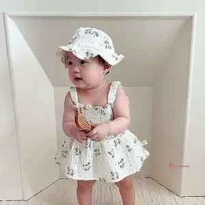 플라워 쫄쫄이 아동 모자세트 민나시 바디슈트opq181