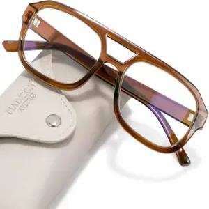 매디슨 애비뉴 레트로 에비에이터 블루 라이트 차단 안경 케이스 포함 여성 남성용 트렌디한 직사각형