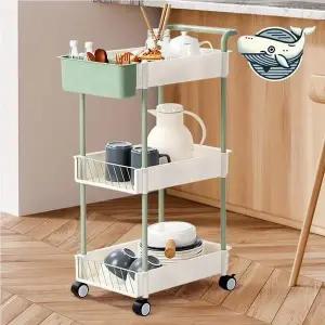 이동식 3단 수납카트 주방 정리 철제 다용도 바퀴달린선반