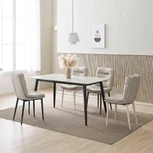 [동서가구] 뉴브 세라믹 식탁 테이블 1200 + 가죽 쿠션 체어 4개 DF928372