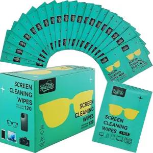 전자 제품용 Hatstart 스크린 클리너 렌즈 물티슈 화면용 120 카운트 안경 클리닝 휴대폰 노트북 컴퓨터