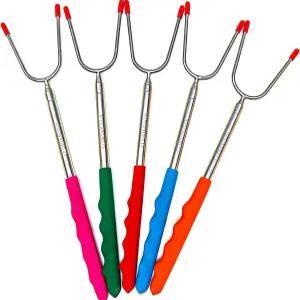 WINWhIRLO 불 구덩이용 마시멜로 로스팅 스틱 45인치 확장 가능한 스테인리스 스모어 꼬치 핫도그 포크