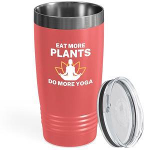 플레어 랜드 요가 텀블러 20온스 코랄 - 식물 더 먹기 강사 젠 영성 치유 필라테스 애호가