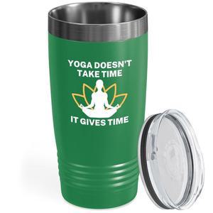 플레어 랜드 요가 텀블러 20온스 그린 - 요가는 시간이 걸리지 않습니다 강사 젠 영성 치유 필라테스 애호가