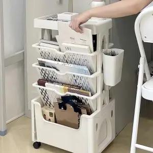 트롤리 책꽂이 서류꽂이 이동식 수납장 트레이 선반 Rtn9+1IIn