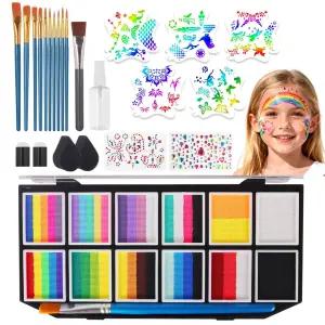 파미니파이 레인보우 페이스 페인트 메이크업 키트 프로페셔널 이스터 팬팅 12개의 스플릿 케이크 원