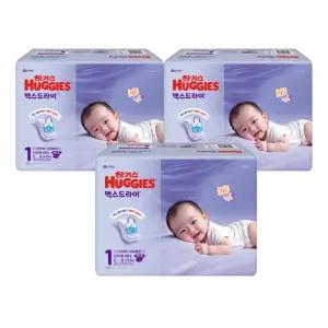 하기스 2025 맥스드라이 공용 1단계 68매X3팩 (밴드형 신생아용)