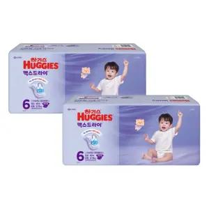 하기스 2025 맥스드라이 공용 6단계 40매X2팩 (밴드형 점보형)