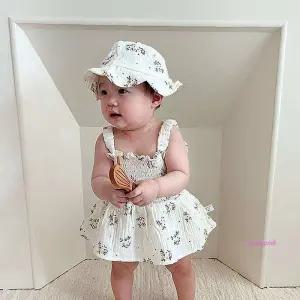 플라워 바디슈트 아동 민나시 쫄쫄이 모자세트nop058